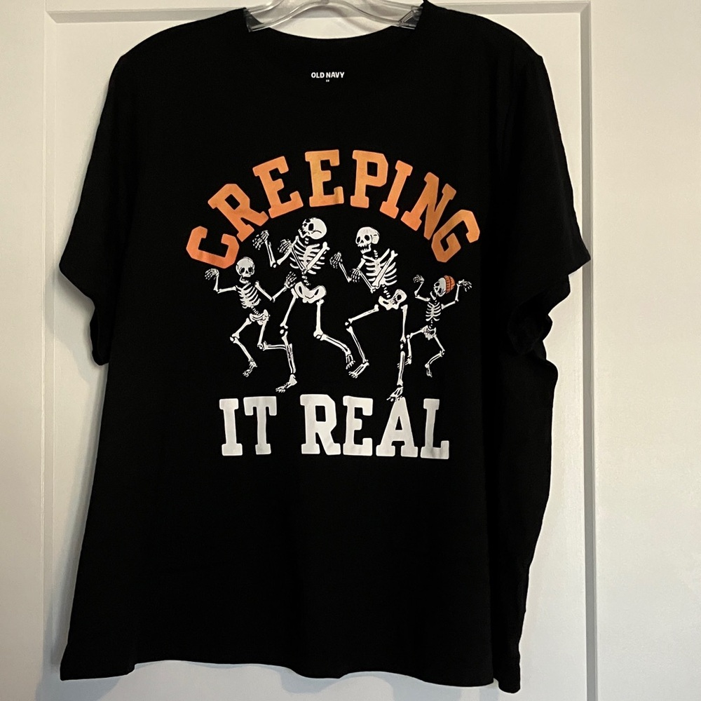Old Navy Black Tee with Skeleton Graphic